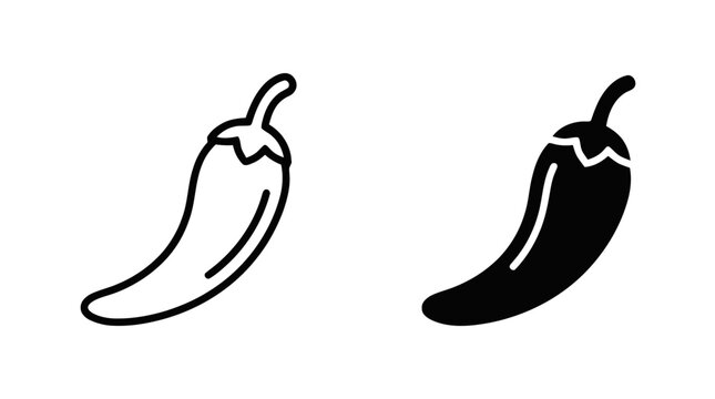 Vector illustration of chili pepper icon set on a transparent background