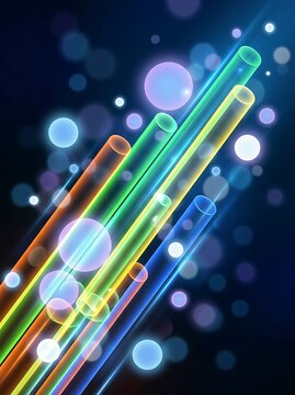 Translucent glowing tubes with colorful light effects