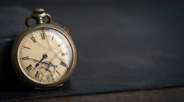 Vintage pocket watch resting on a dark surface, symbolizing the passage of time and nostalgia