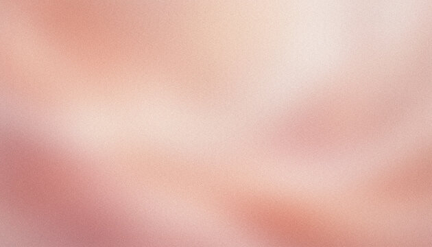 Abstract gradient background panoramic style with soft glowing pastel peach, powdery pink, rose gold and pearlescent white color blend and grainy texture