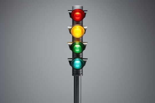 Traffic light displaying four illuminating colors for control and safety
