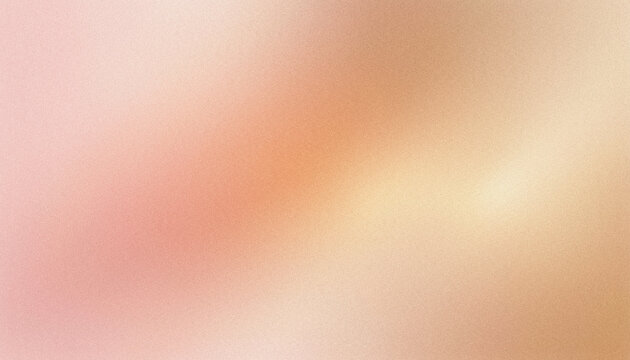 Abstract gradient background panoramic style with soft glowing blush pink, luminous peach, golden champagne and pearlescent white color blend and grainy texture
