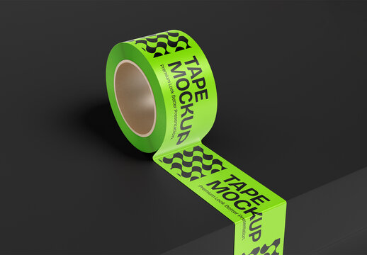 Adhesive Packaging Tape Roll Mockup on Dark Background