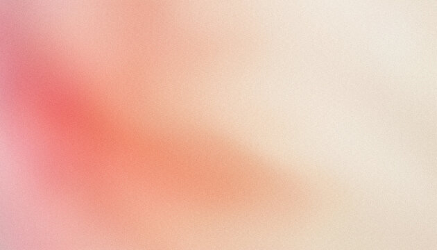 Abstract gradient background panoramic style with soft glowing pastel pink, powdery peach, light ivory and pearlescent white color blend and grainy texture