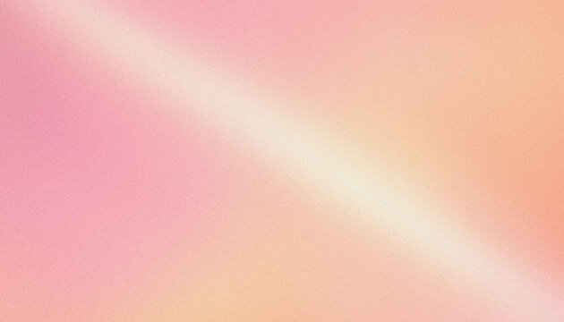 Abstract gradient background panoramic style with diagonal luminous light beam, soft powdery pink, tender coral and pearlescent white grainy texture