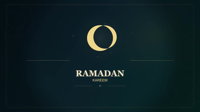 A glowing golden crescent moon shines during the holy month of Ramadan Kareem to celebrate spiritual reflection and communal prayer as people gather together under the night sky during