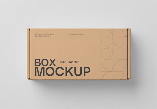 Cardboard Box Mockup Top View