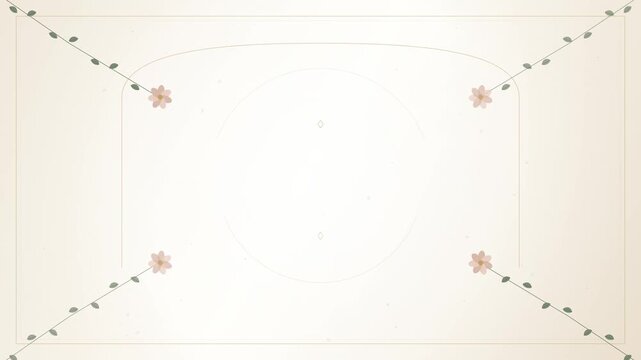 A soft beige surface features ornate floral stems spreading from the four corners to frame an ample central area intended for presenting text messages or personalized invitations for special