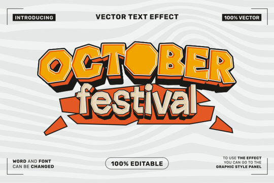 Editable October Festival Cartoon Text Effect for Poster Branding and Celebration Design