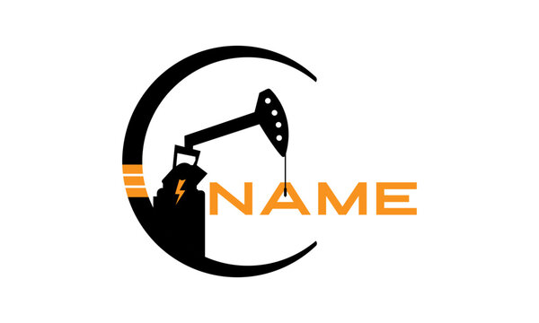 Oil rig pump jack industry logo design vector illustration isolated on white background