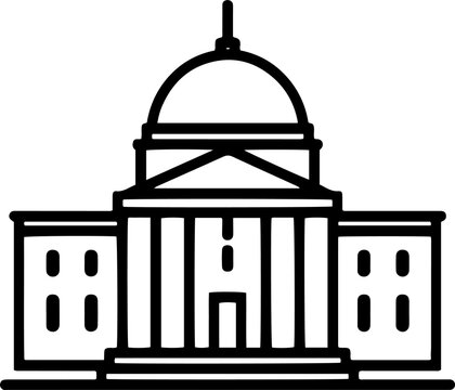 Government or capitol building with a large dome and pillars icon vector design