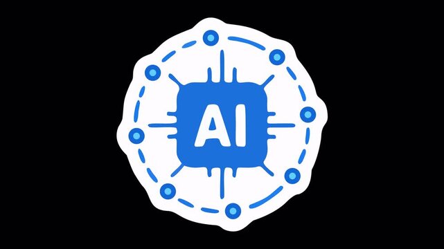 Artificial Intelligence AI Chip and Technology Icon Vector Illustration on Dark Background for Digital Innovation, Machine Learning, and Future Tech