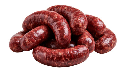 Fototapeta premium Fresh Raw Meat Sausages in Studio Cutout Isolated on Transparent Background