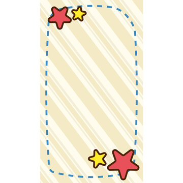 Cute Pastel Diagonal Stripes Card Frame Background with Stars