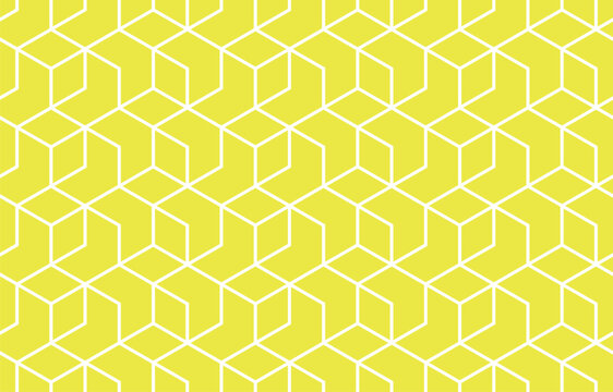The geometric pattern with lines. Seamless vector background. White and yellow texture. Graphic modern pattern. Simple lattice graphic design