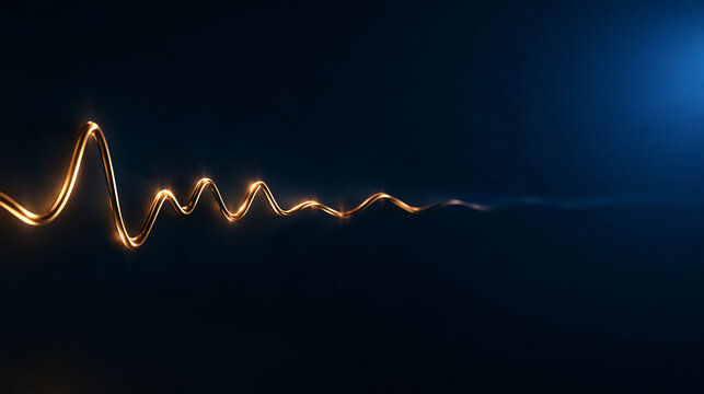 Glowing Golden Audio Waveform on Dark Background