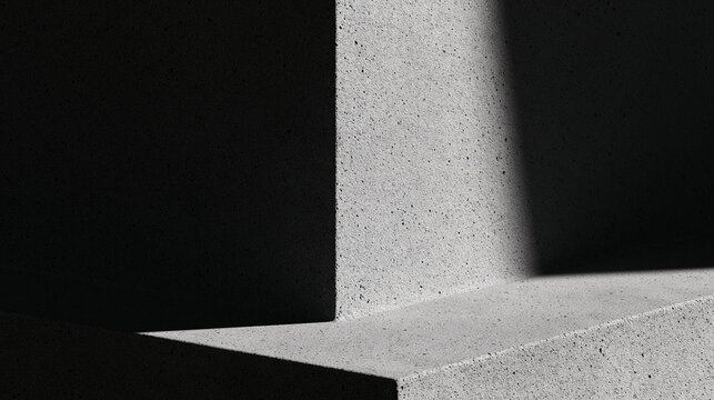 Abstract Concrete Architecture with Geometric Light and Shadows