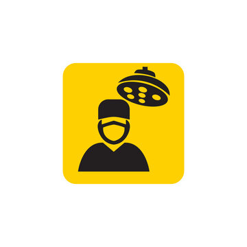 Medical Staff Icon Yellow Sign for Nurse Doctor and Hospital Facility Signage