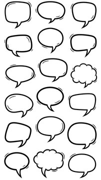 Set of hand drawn speech bubbles