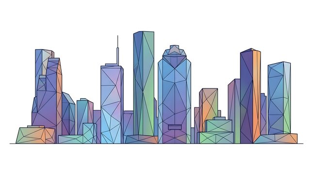 Houston skyline vector in geometric low poly style