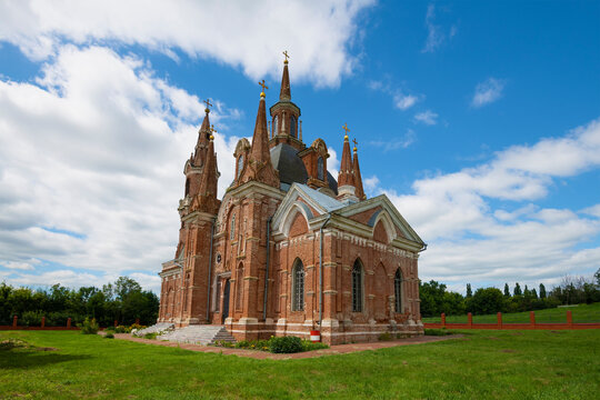 View of the ancient church of the Icon of the Mother of God "The Sign" (1784-1794) on a July day. Veshalovka, Lipetsk oblast. Russia