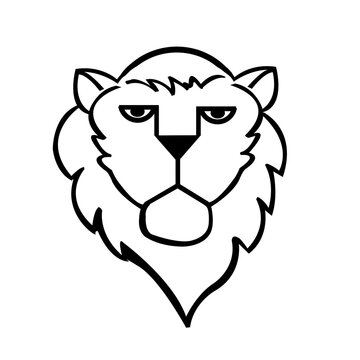 Lion head line art icon isolated on transparent background