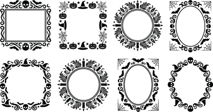 A collection of vintage decorative frames and ornate borders in a classic black and white hand drawn style