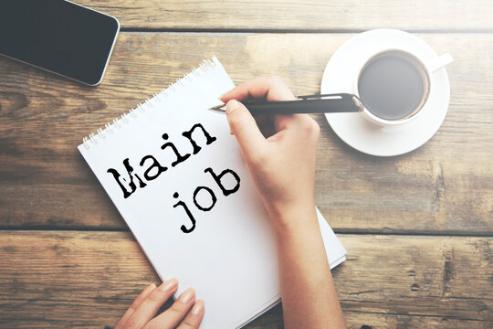 Main job text on paper