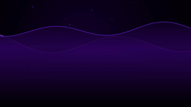 Abstract purple waves flowing in dark space with particles.