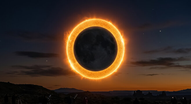 Eclipse solar anular con anillo de fuego
