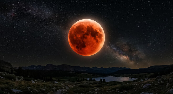 Luna de sangre durante un eclipse lunar total