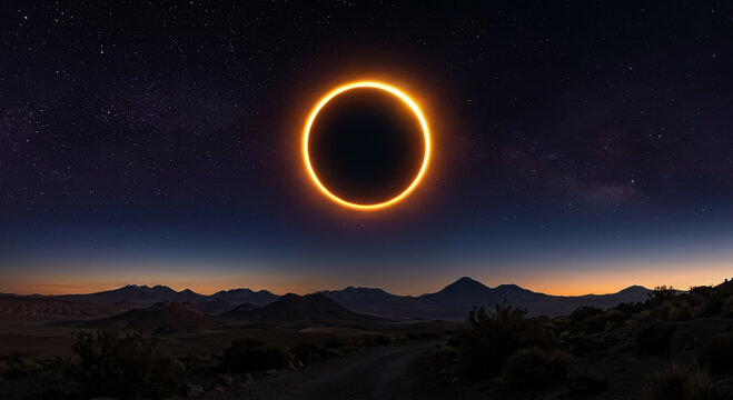 Eclipse solar anular con anillo de fuego