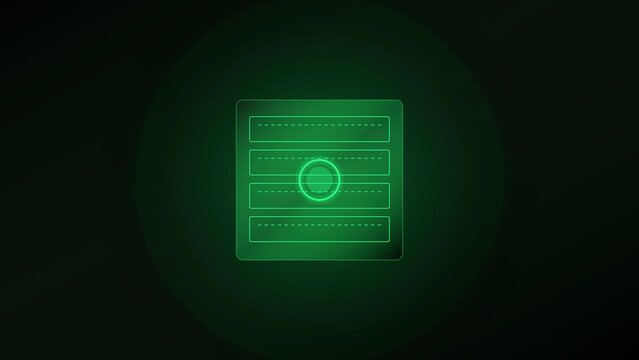 Futuristic green neon interface slider control panel on dark background