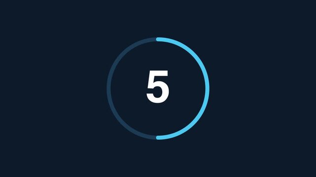 Ten second countdown timer with circular progress ring, seamless loop