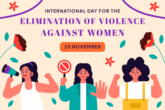 Elimination of Violence Against Women Banner Design Women Protesting