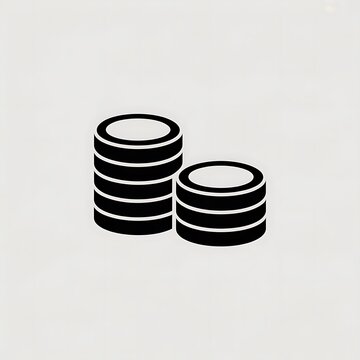 Black icon of stacks of coins on white
