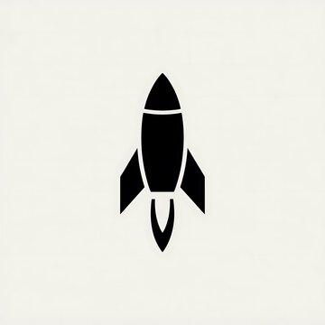 Black rocket icon for startup and space exploration