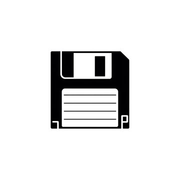 Black floppy disk icon for computer data storage