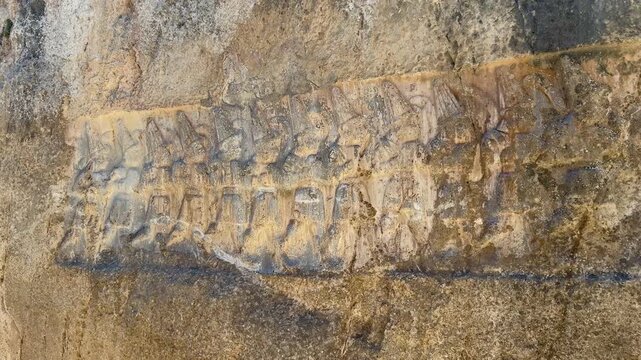 Yazılıkaya was a sanctuary of Hattusa, the capital city of the Hittite Empire, today in the &Ccedil;orum Province, Turkey. 4k video. 