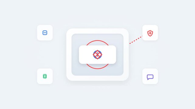 Premium animated business technology concept showing an automated alert management system detecting, prioritizing, escalating, routing, and resolving a critical business event. Suitable for cybersecur