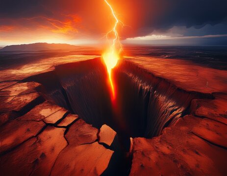 earthquake causing large fault in ground tectonic plates