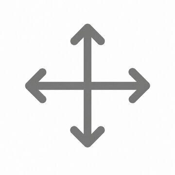 Gray four direction arrow symbol on white background