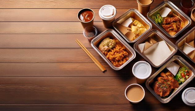 restaurant takeout ordering table editorial hero with copy space