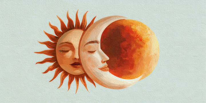 The face of the sun and moon, ai generated.