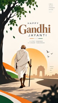 Gandhi Jayanti Social Media Post Instagram Story and Banner Design for Indian Independence Celebration