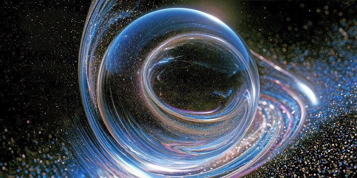 The Vortex That Bends In Cosmic Luminance As Swirling Light Curves Around A Deep Abyss Of Star‑Filled Space, ai generated.