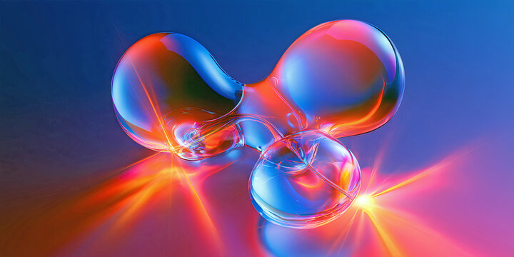 The Spheres That Merge In Prismatic Motion As Light Bends Through Color And Transparent Abstract Glow, ai generated.