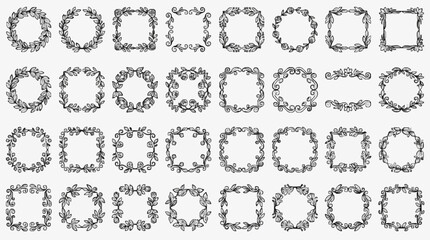 Fototapeta premium Elegant Ornamental Frame Decorations with Floral and Vine Motifs for Design Projects