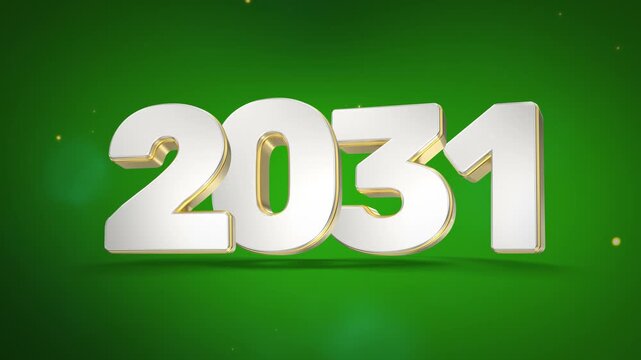 White and gold 3D numbers 2031
