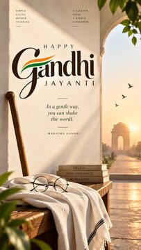 Gandhi Jayanti Social Media Post Instagram Story and Banner Design for Indian Independence Celebration